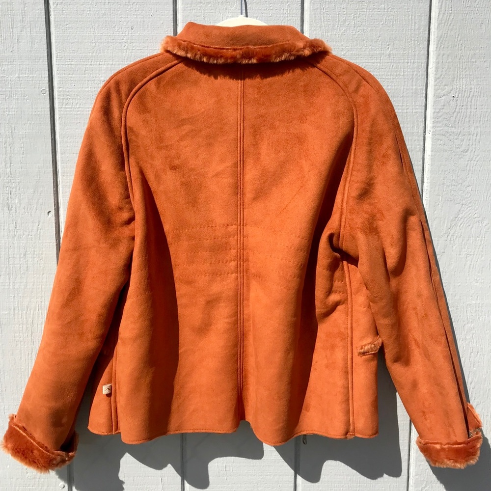 Tsunami rust/burnt orange suede sherpa lined soft chunky retro vintage jacket - Picture 6 of 8
